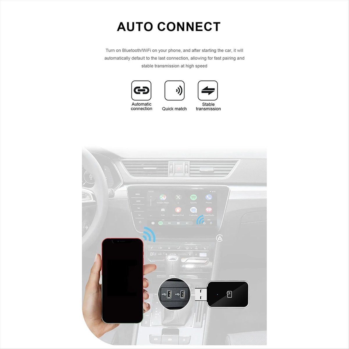 Wifi Smart Plug - Fits for Wireless CarPlay Android Auto