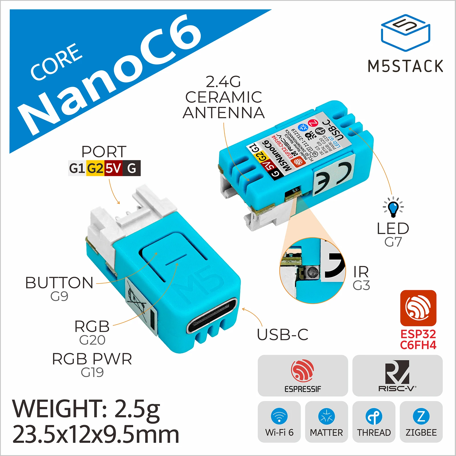 M5Stack NanoC6 ESP32-C6 Develo - Esp32 Smart Home Kit recension och pris